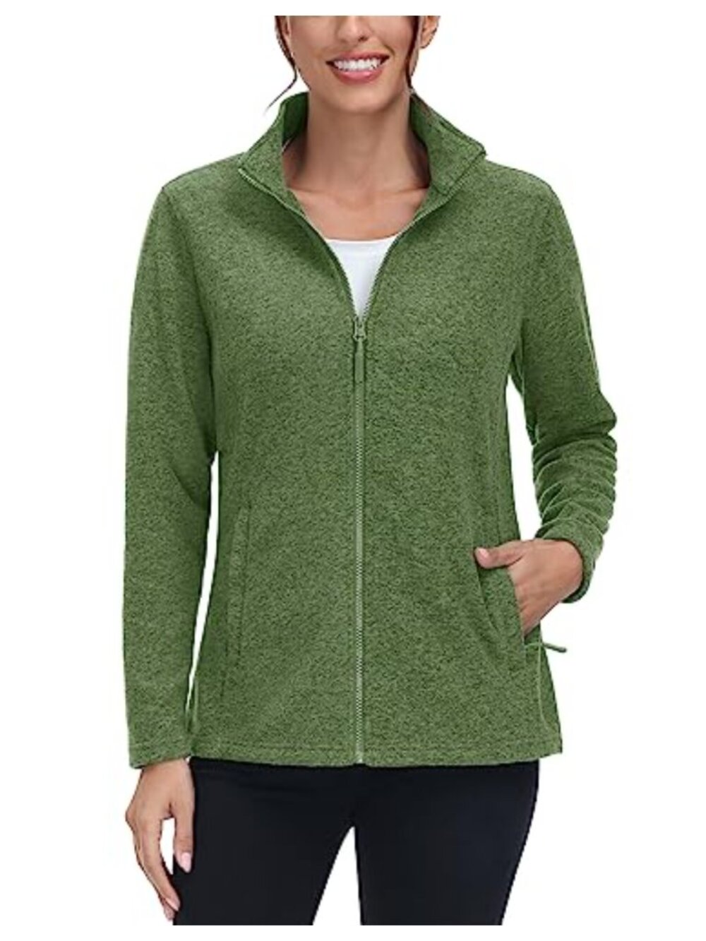 Women's Full Zip Fleece Jacket Lightweight Winter Warm Coat with Pockets